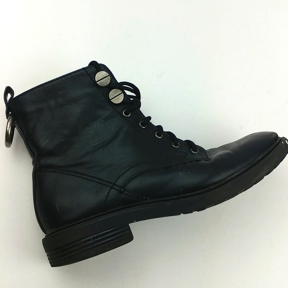 Shoes Womens Black Vegan Leather Distressed Combat Boots Poshmark